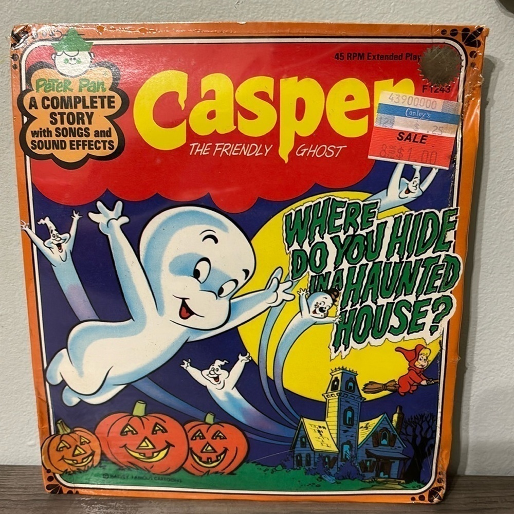 CASPER THE FRIENDLY GHOST WHERE DO YOU HIDE IN A HAUNTED HOUSE 45 RPM RECORD
